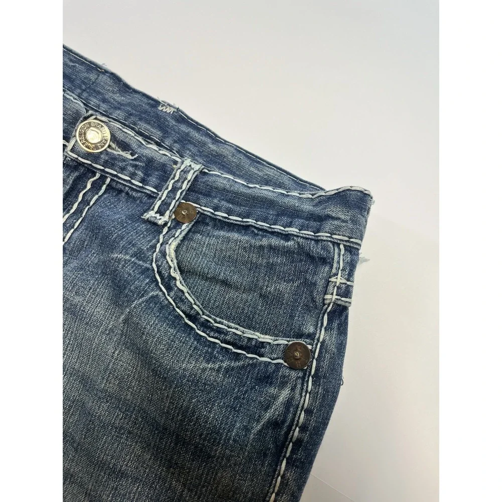 True Religion Jeans Mens 34x33 Dark Wash Denim Joey Super T Thick Stitching